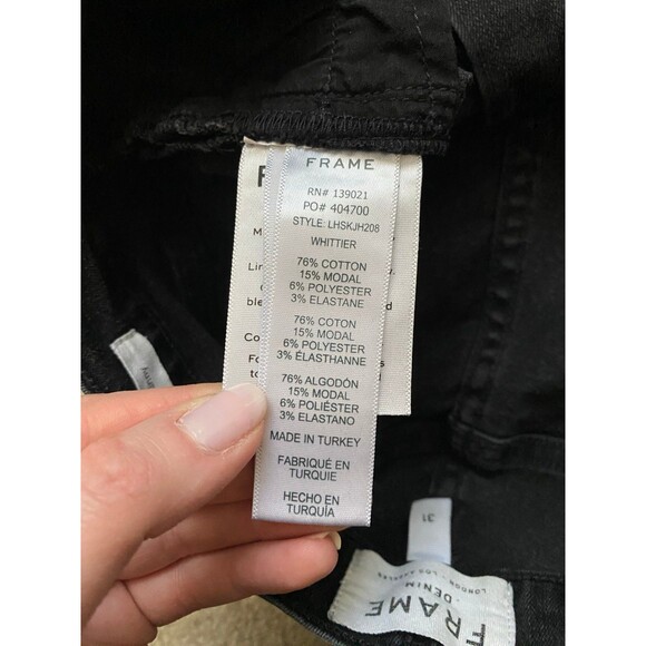 FRAME Le High Skinny Faded Black Scalloped Raw Hem Jeans Whittier Size 31 EUC - Picture 11 of 12